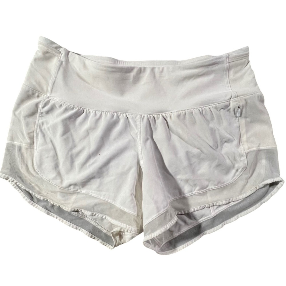 Lululemon Mind Over Miles Shorts Womens 6 White Mesh Trim Athletic Running